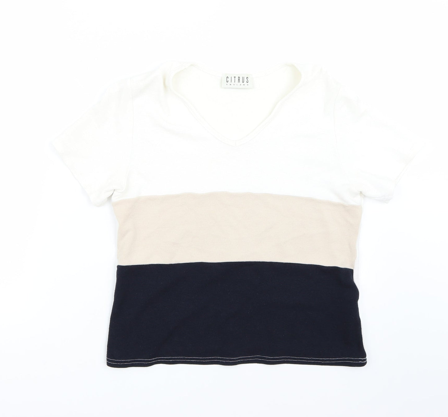 Womens UK Size 12 Citrus Beige Basic T-Shirt