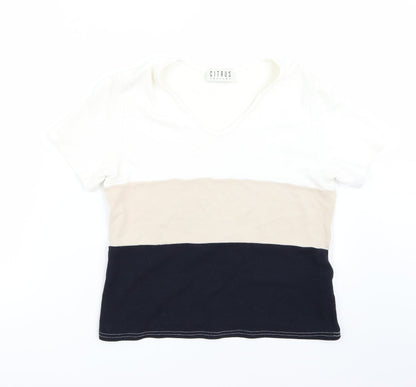Womens UK Size 12 Citrus Beige Basic T-Shirt