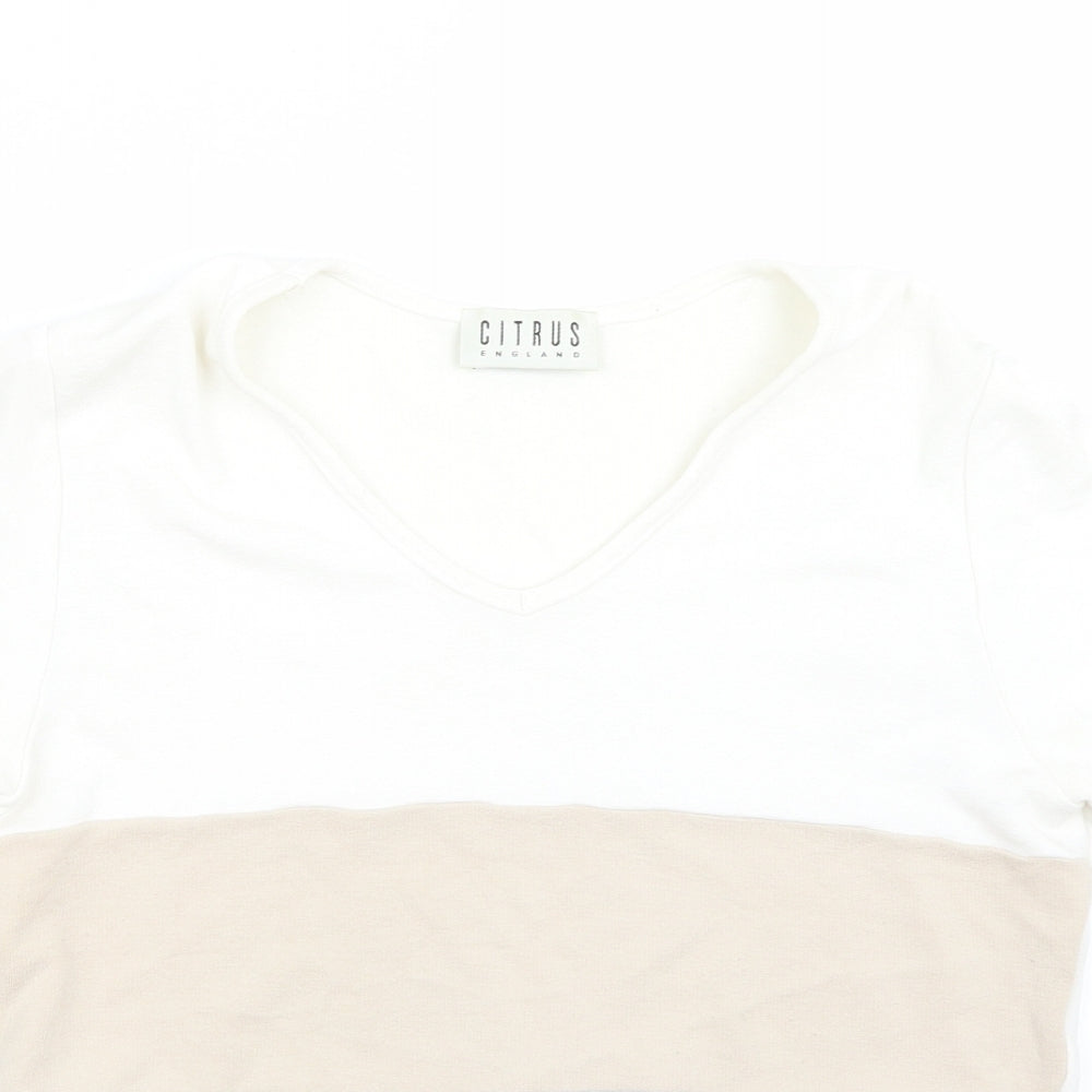 Womens UK Size 12 Citrus Beige Basic T-Shirt