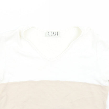 Womens UK Size 12 Citrus Beige Basic T-Shirt