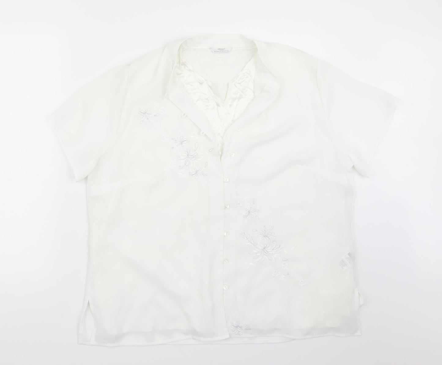 Womens UK Size 18 Marks and Spencer White Basic Button-Up