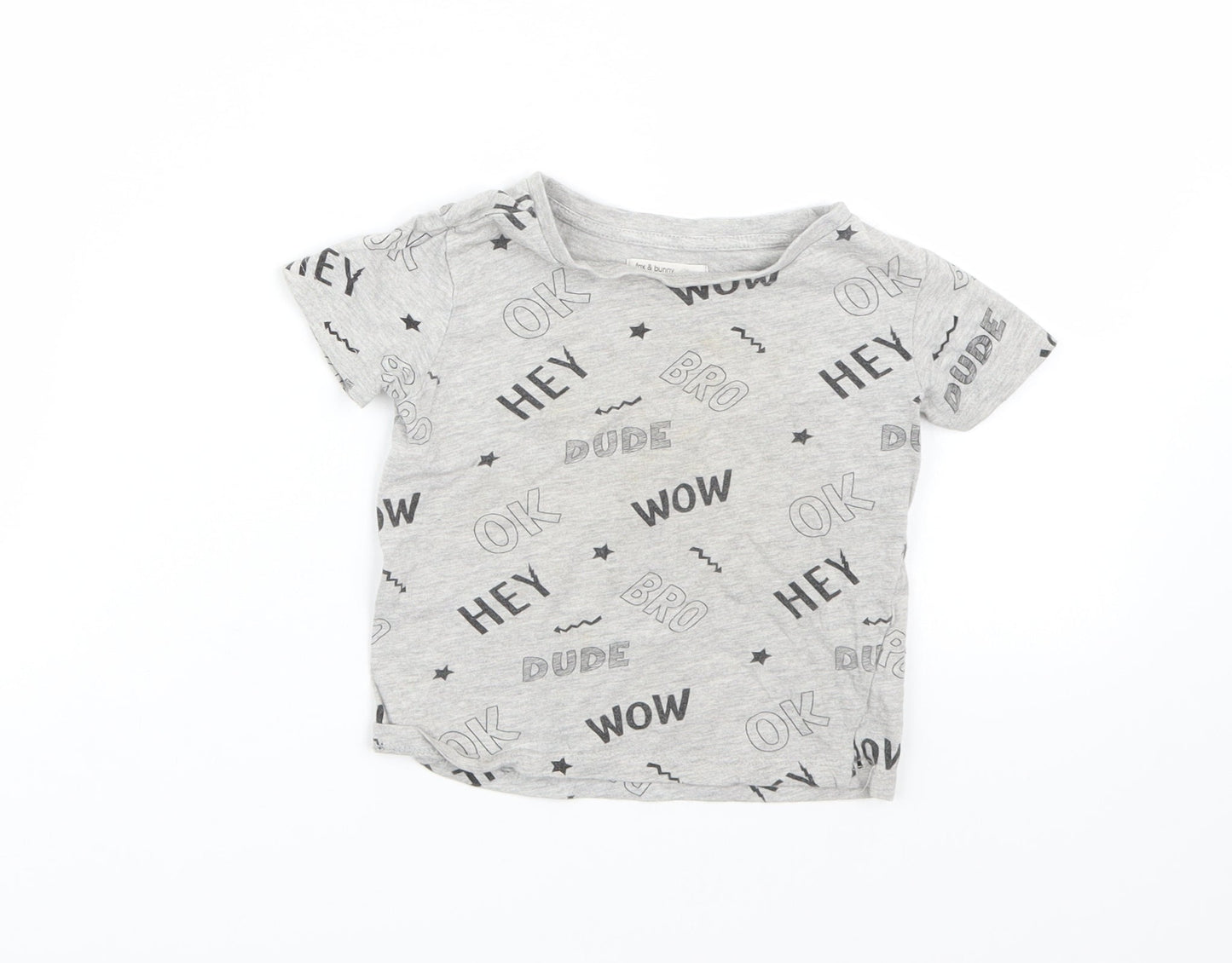 Fox & bunny Boys Grey   Basic T-Shirt Size 2-3 Years