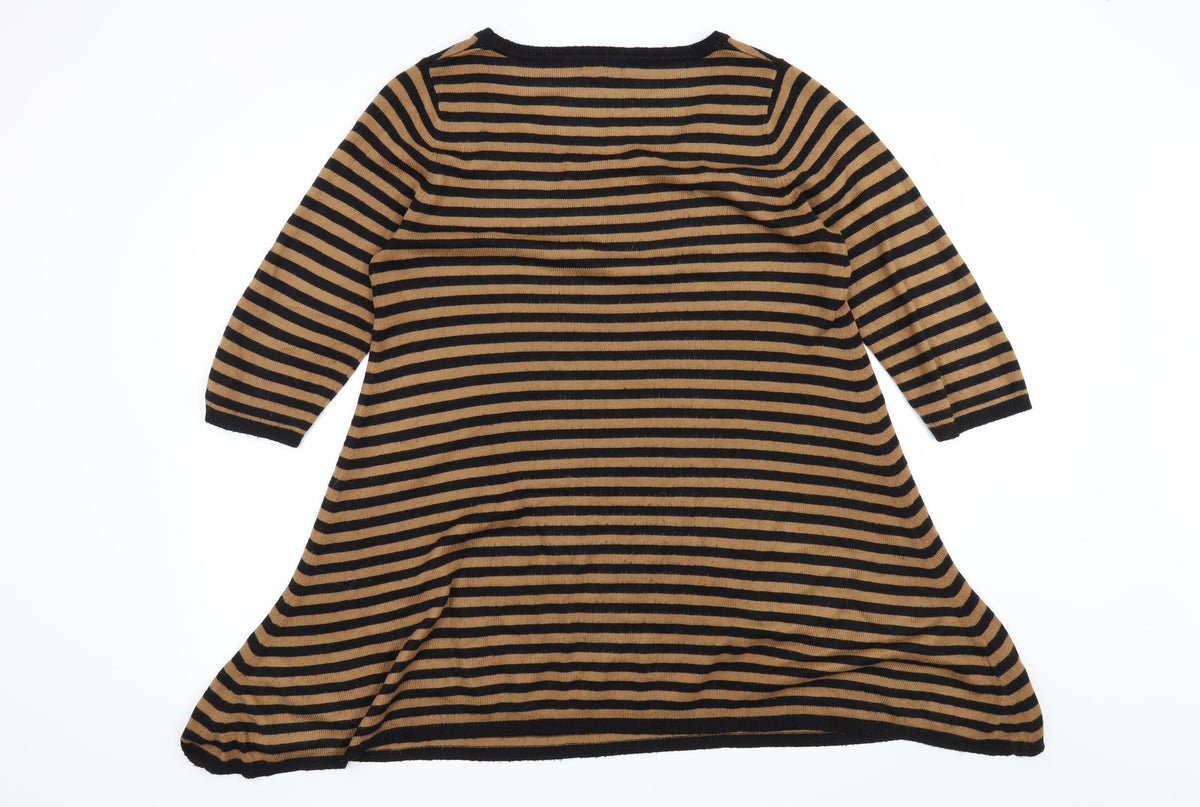 Papaya Womens Brown Striped  Pullover Jumper Size 12