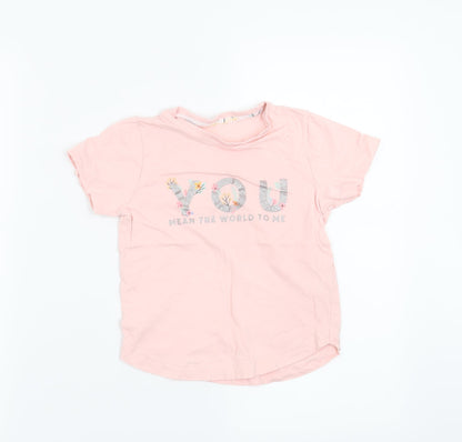 Matalan Girls Pink   Basic T-Shirt Size 6 Years  - You mean the world to me