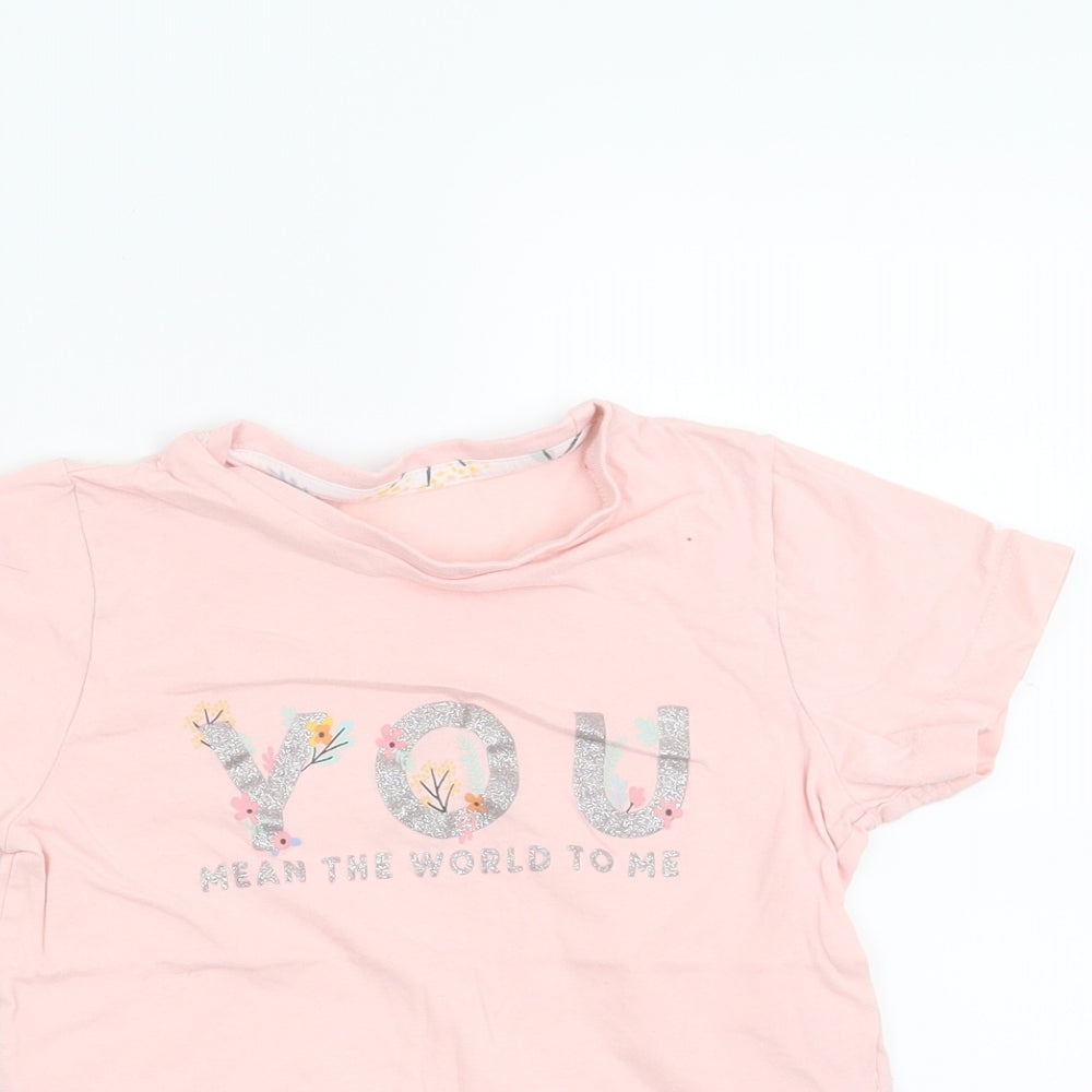 Matalan Girls Pink   Basic T-Shirt Size 6 Years  - You mean the world to me