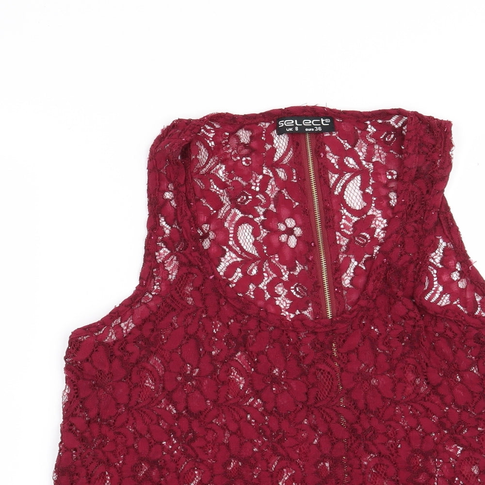 Womens UK Size 8 Select Red Basic Blouse
