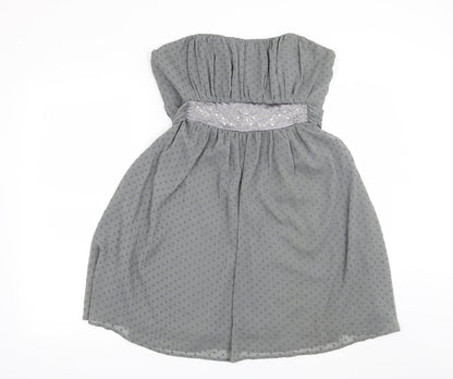 Miso Womens Grey Polka Dot  Fit & Flare  Size 10