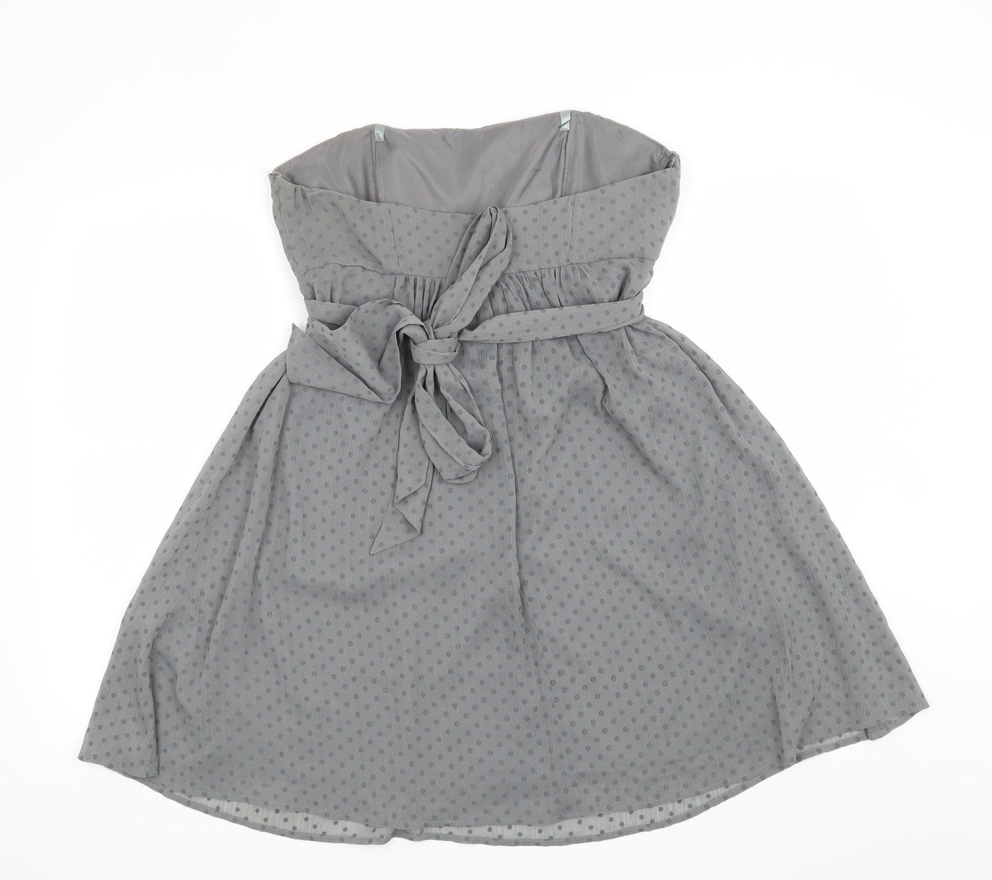 Miso Womens Grey Polka Dot  Fit & Flare  Size 10