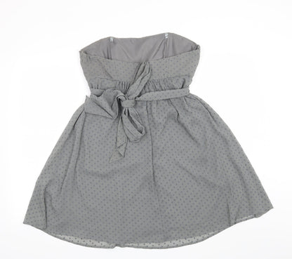 Miso Womens Grey Polka Dot  Fit & Flare  Size 10