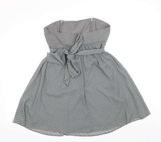 Miso Womens Grey Polka Dot  Fit & Flare  Size 10