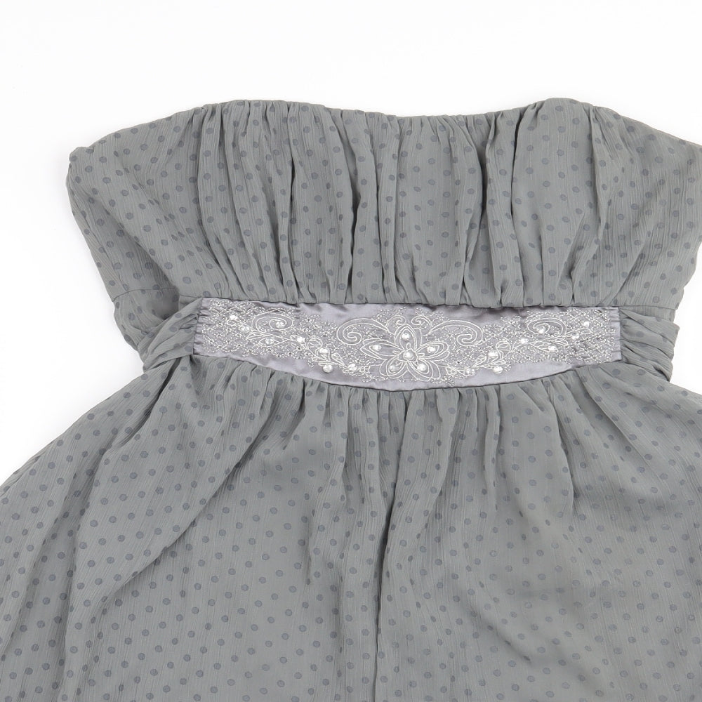 Miso Womens Grey Polka Dot  Fit & Flare  Size 10