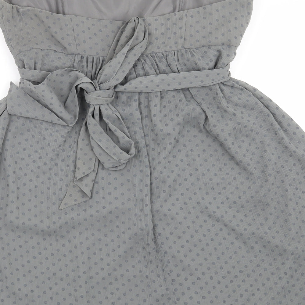 Miso Womens Grey Polka Dot  Fit & Flare  Size 10