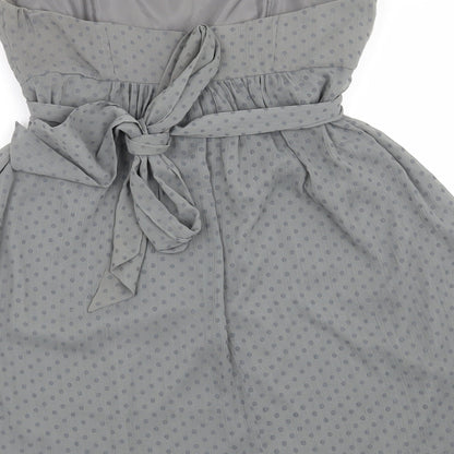 Miso Womens Grey Polka Dot  Fit & Flare  Size 10