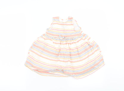 George Girls White Striped  Fit & Flare  Size 6-9 Months