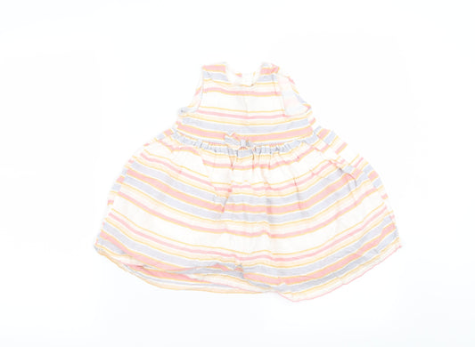 George Girls White Striped  Fit & Flare  Size 6-9 Months