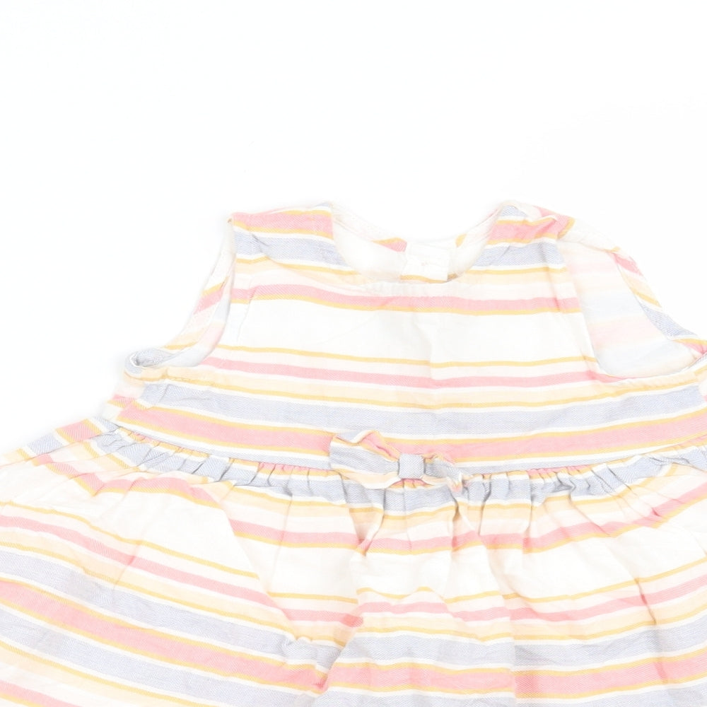 George Girls White Striped  Fit & Flare  Size 6-9 Months