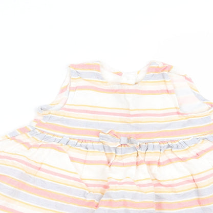 George Girls White Striped  Fit & Flare  Size 6-9 Months