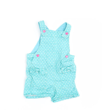 M&Co Girls Green Polka Dot  Dungaree One-Piece Size 6-9 Months