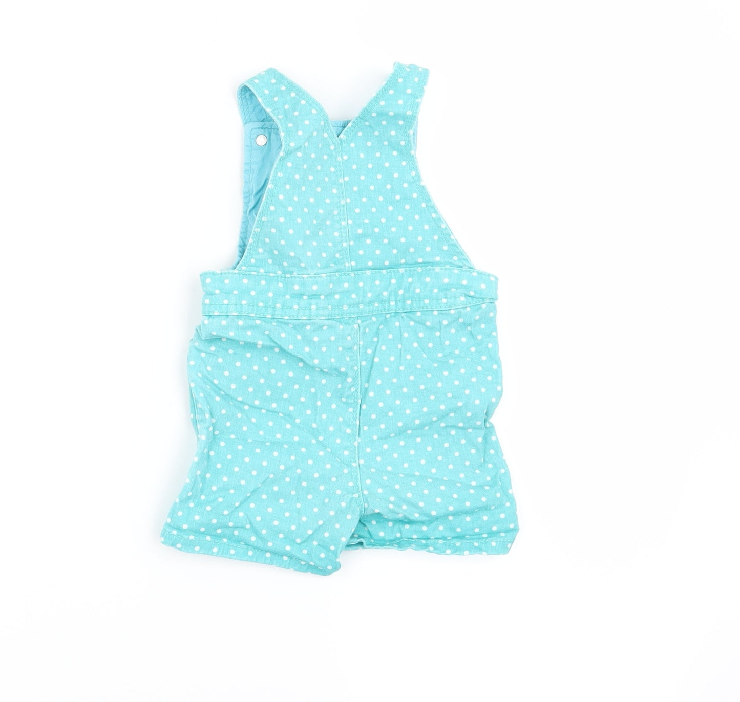 M&Co Girls Green Polka Dot  Dungaree One-Piece Size 6-9 Months