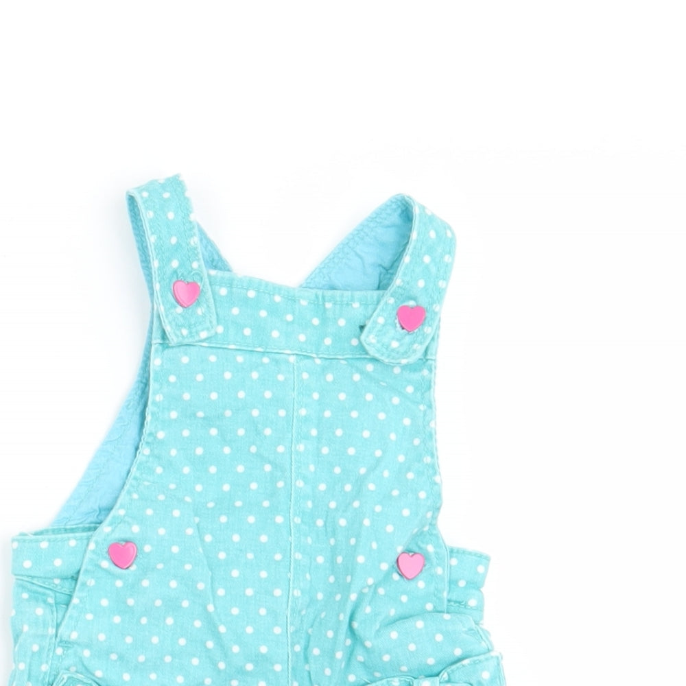 M&Co Girls Green Polka Dot  Dungaree One-Piece Size 6-9 Months