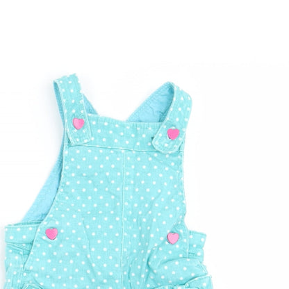 M&Co Girls Green Polka Dot  Dungaree One-Piece Size 6-9 Months