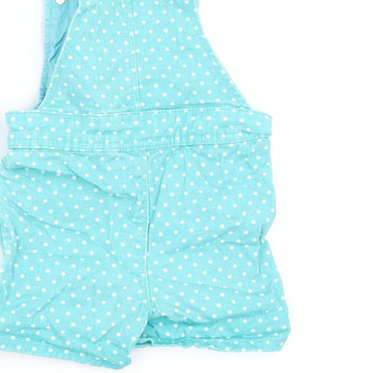 M&Co Girls Green Polka Dot  Dungaree One-Piece Size 6-9 Months