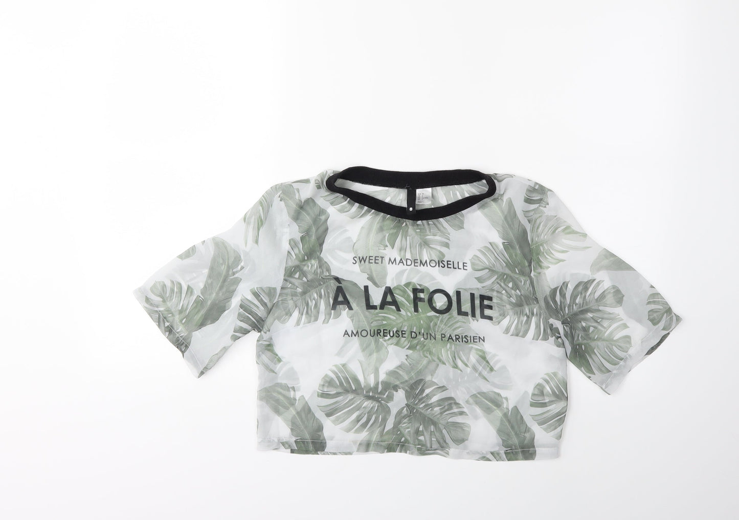 Womens UK Size 8 H&M Green Basic T-Shirt