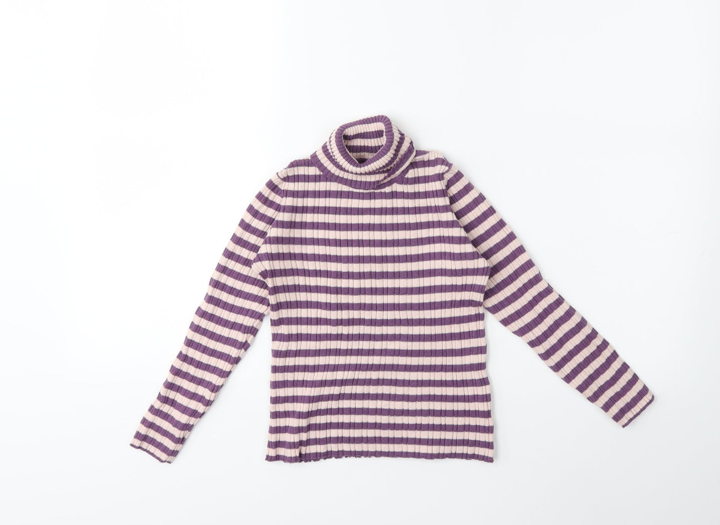 Nutmeg Girls Pink Striped Knit Pullover Jumper Size 7-8 Years