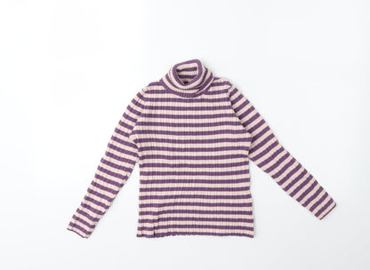 Nutmeg Girls Pink Striped Knit Pullover Jumper Size 7-8 Years
