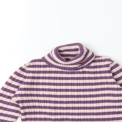 Nutmeg Girls Pink Striped Knit Pullover Jumper Size 7-8 Years