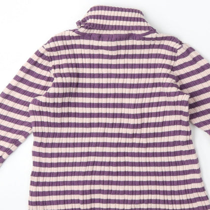Nutmeg Girls Pink Striped Knit Pullover Jumper Size 7-8 Years