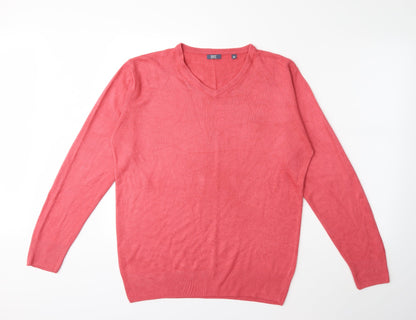 Easy Mens Pink  Knit Pullover Jumper Size M