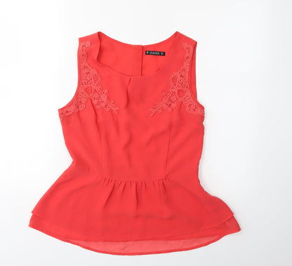 Womens UK Size 10 DUNNES Orange Basic Blouse