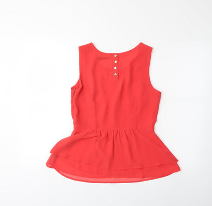 Womens UK Size 10 DUNNES Orange Basic Blouse