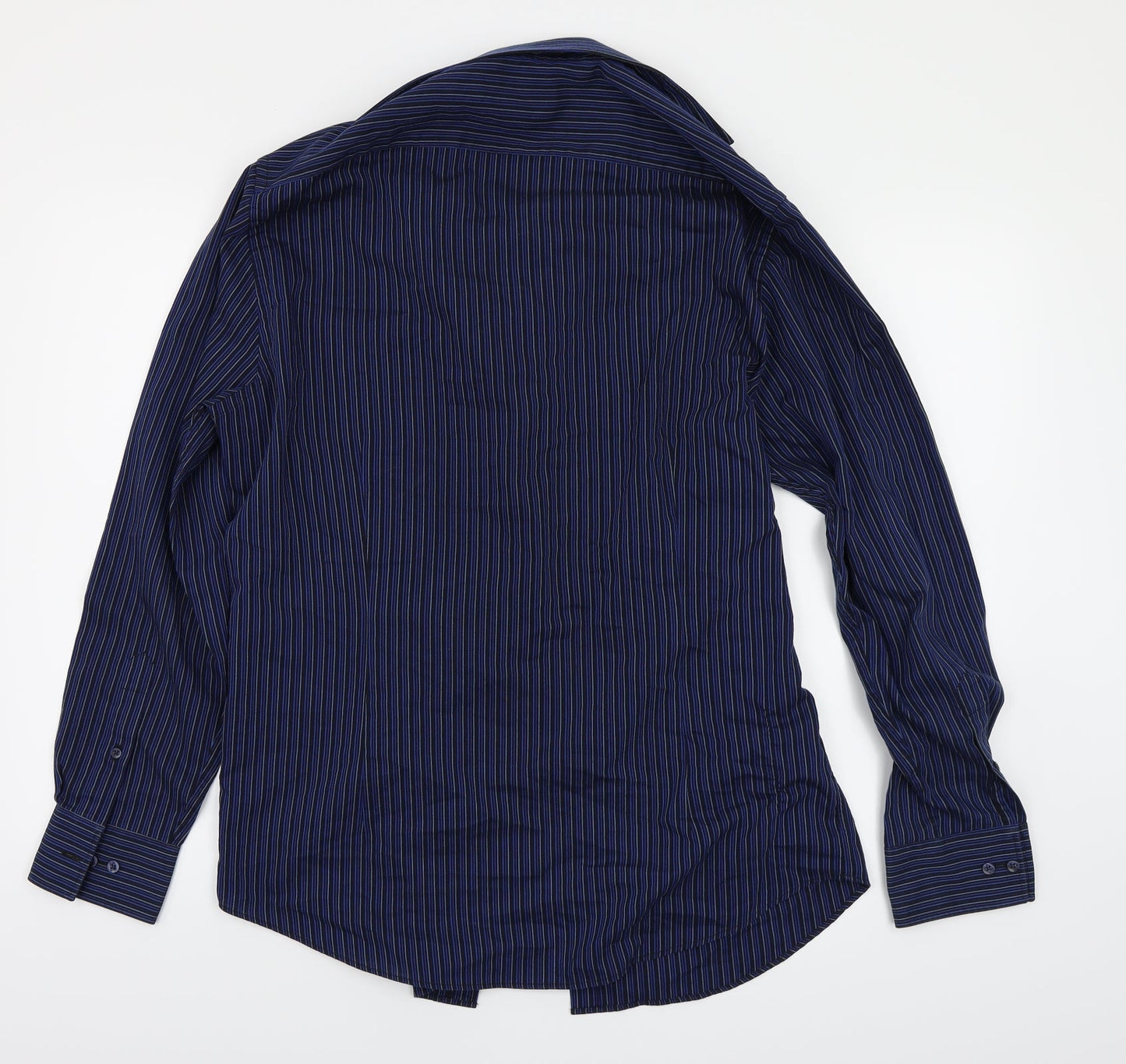 Mens UK Size 16 Debenhams Blue  Button-Up Long Sleeve Casual Shirt