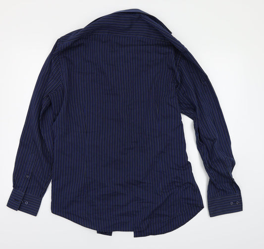 Mens UK Size 16 Debenhams Blue  Button-Up Long Sleeve Casual Shirt