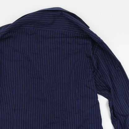 Mens UK Size 16 Debenhams Blue  Button-Up Long Sleeve Casual Shirt
