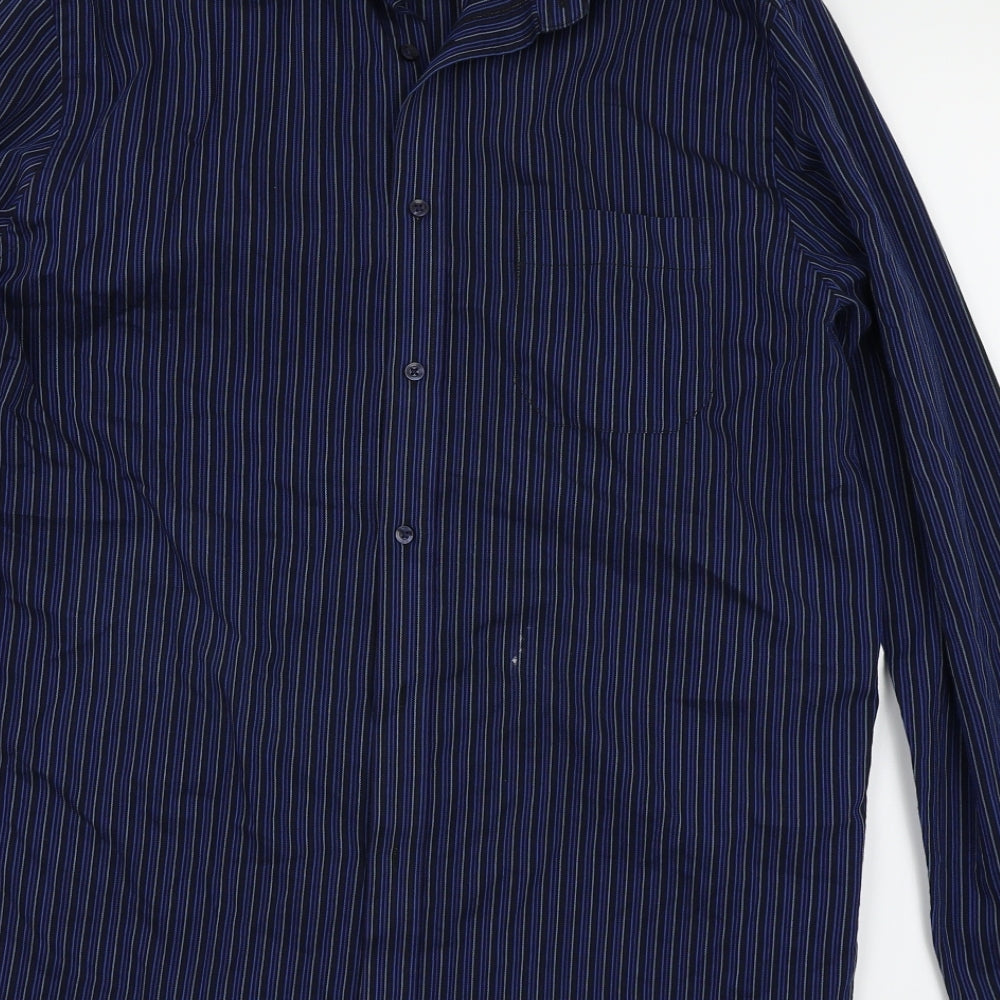 Mens UK Size 16 Debenhams Blue  Button-Up Long Sleeve Casual Shirt
