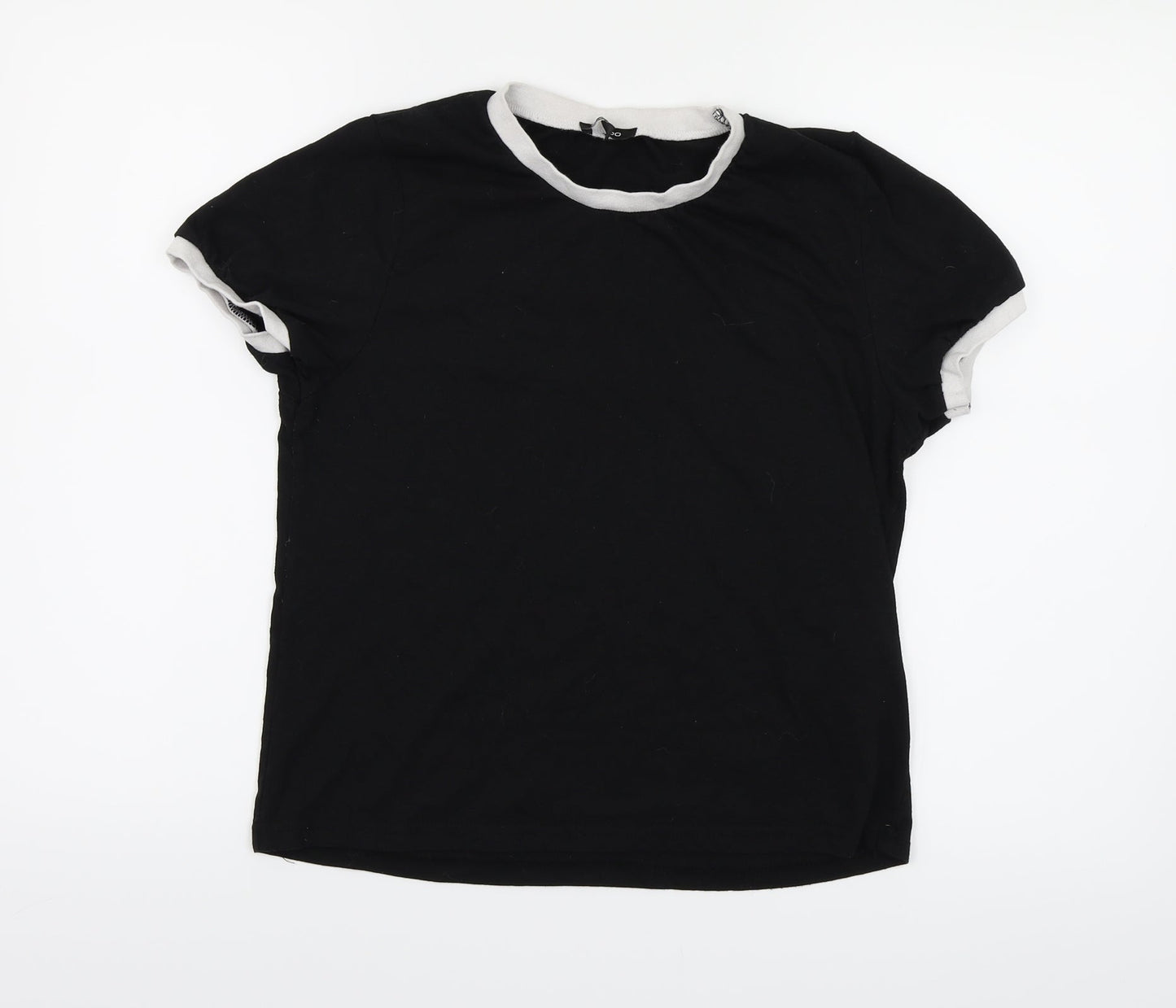 Womens UK Size 12 Boohoo Black Ringer T-Shirt