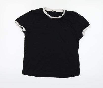 Womens UK Size 12 Boohoo Black Ringer T-Shirt