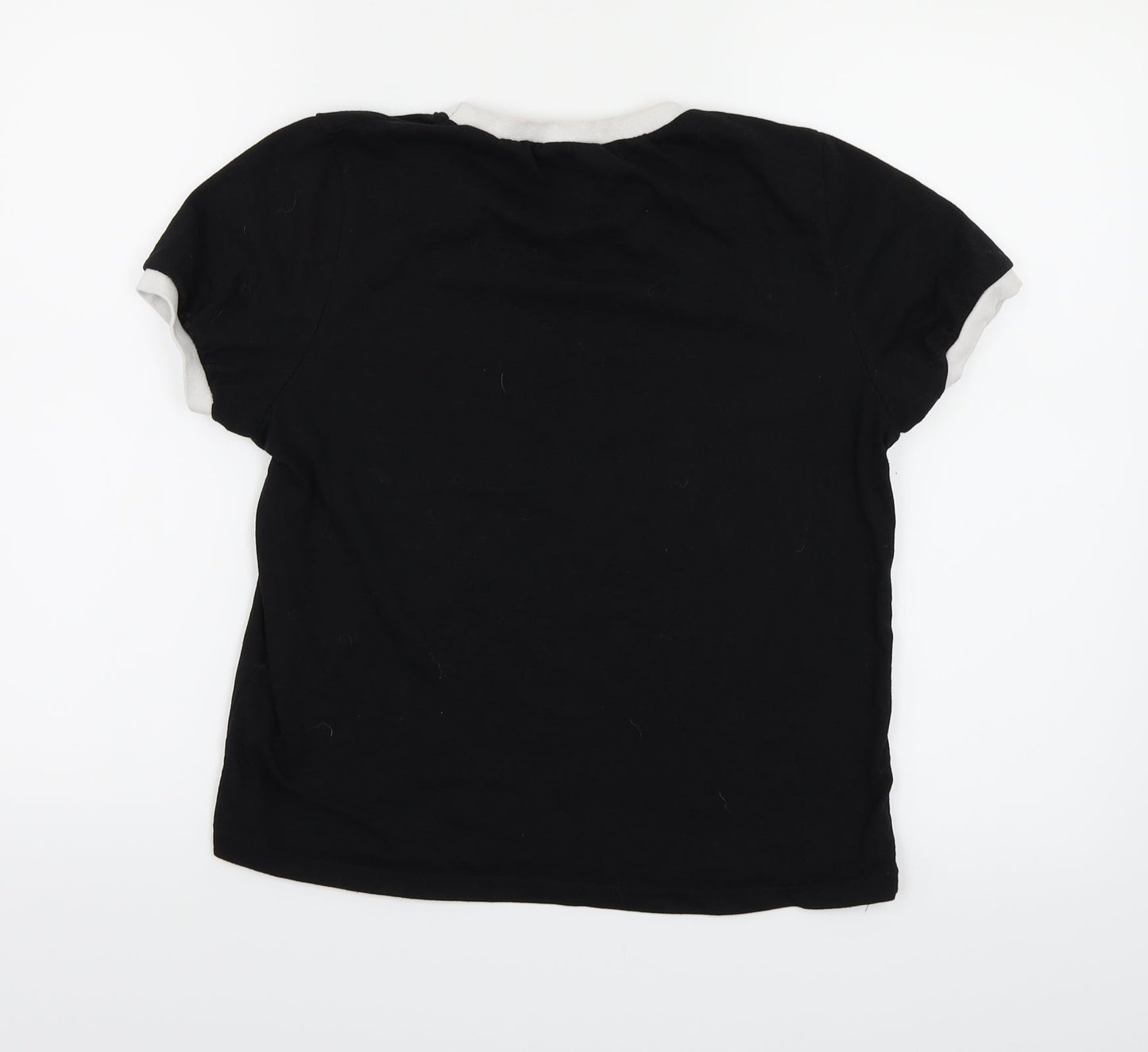 Womens UK Size 12 Boohoo Black Ringer T-Shirt