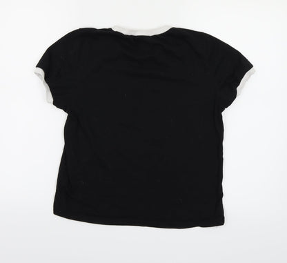 Womens UK Size 12 Boohoo Black Ringer T-Shirt