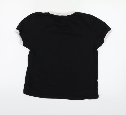 Womens UK Size 12 Boohoo Black Ringer T-Shirt