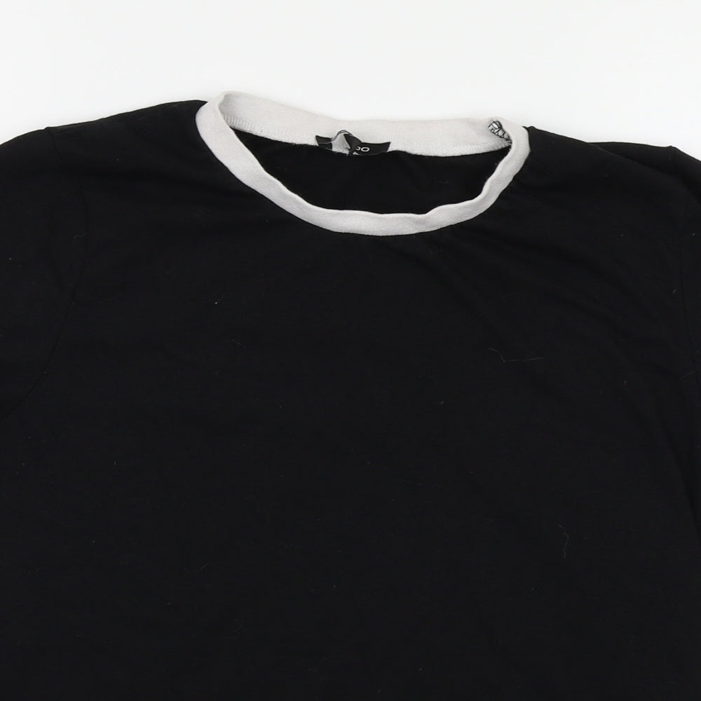 Womens UK Size 12 Boohoo Black Ringer T-Shirt