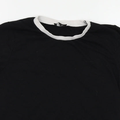 Womens UK Size 12 Boohoo Black Ringer T-Shirt