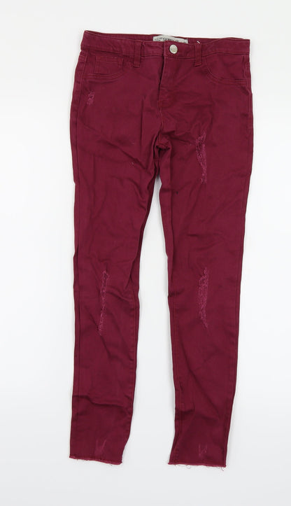 Denim & Co. Girls Purple  Denim Skinny Jeans Size 11-12 Years - Distressed