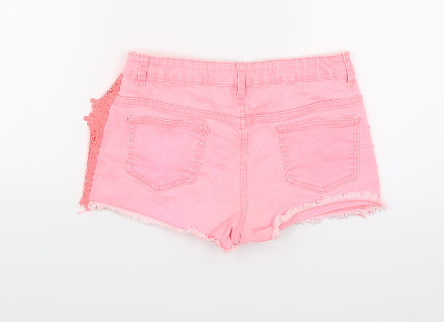 Denim & Co. Girls Pink Batik Denim Cut-Off Shorts Size 11-12 Years