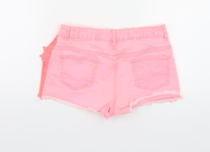 Denim & Co. Girls Pink Batik Denim Cut-Off Shorts Size 11-12 Years
