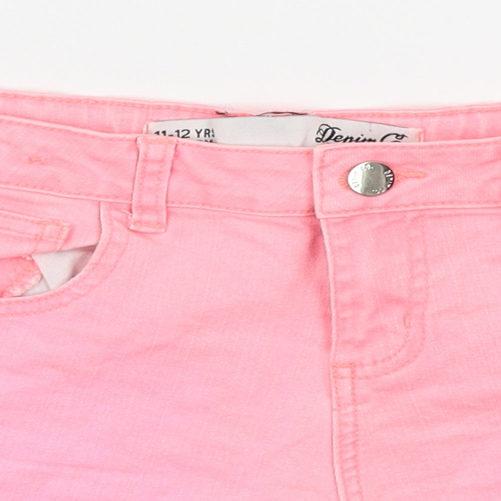 Denim & Co. Girls Pink Batik Denim Cut-Off Shorts Size 11-12 Years