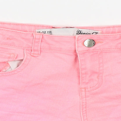 Denim & Co. Girls Pink Batik Denim Cut-Off Shorts Size 11-12 Years